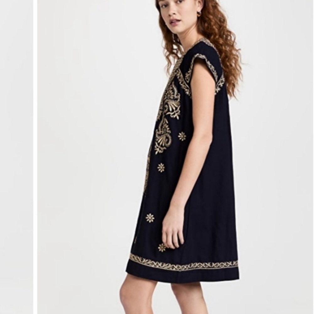 New w/ Tags Roller Rabbit Embroidered Dress Faith Size L Blue White Cotton - Picture 2 of 15